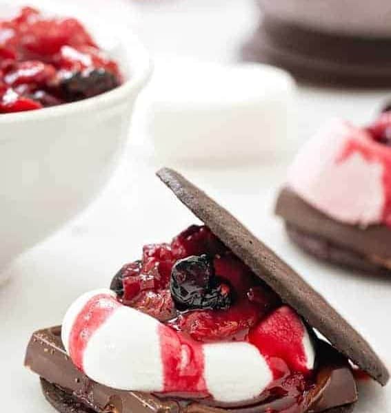 Chocolate Berry S'mores are simple to make and crazy delicious. Just look at all that melty goodness!