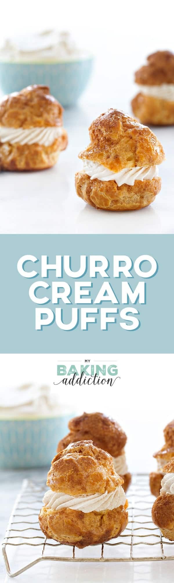 Churro Cream Puffs are filled cinnamon and sugar sweetness you'll crave. The cinnamon whipped cream takes them over the top. A must-make!