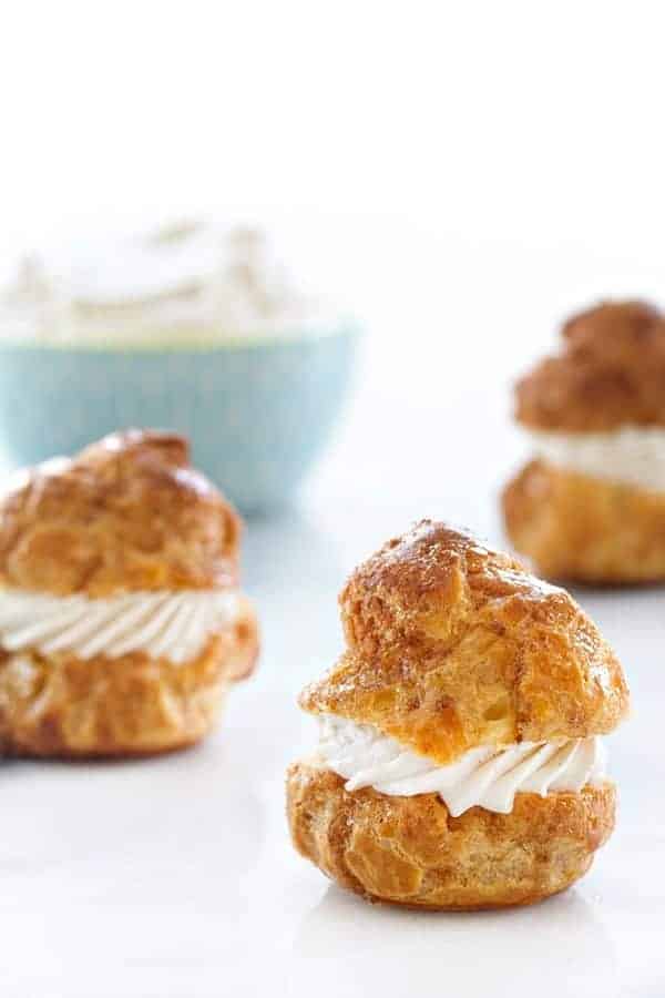 Churro Cream Puffs are filled with a sweet cinnamon whipped cream. Truly amazing.