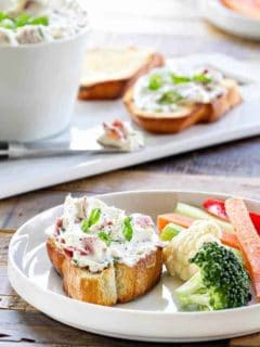 Dried Beef Dip is made with only 3 ingredients and pairs perfectly with just about anything from crackers to fresh veggies. This dip is always one of the first to disappear!