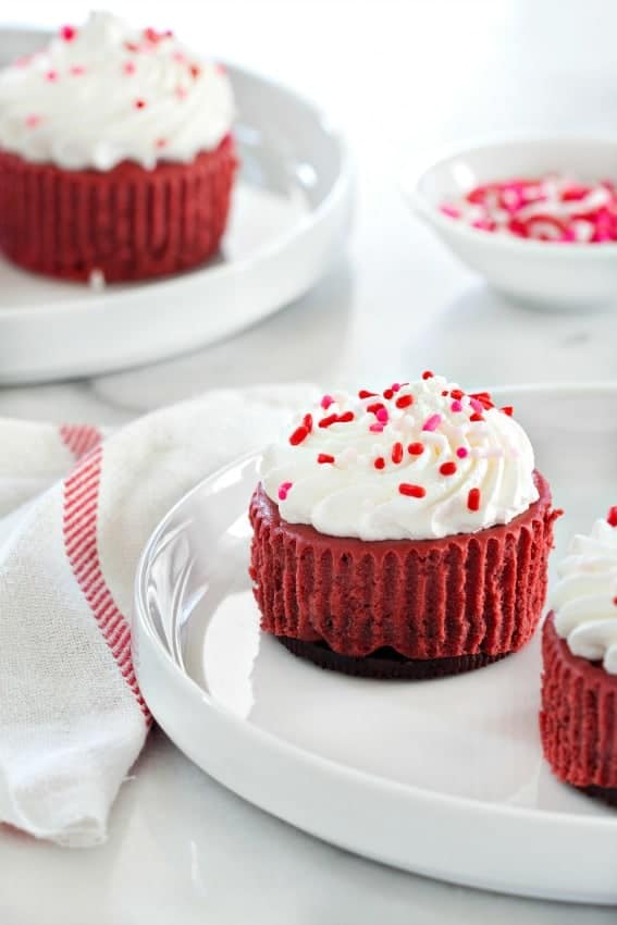 Red Velvet Cheesecakes give everyone their own personal cheesecake. Baked them in a cupcake pan.