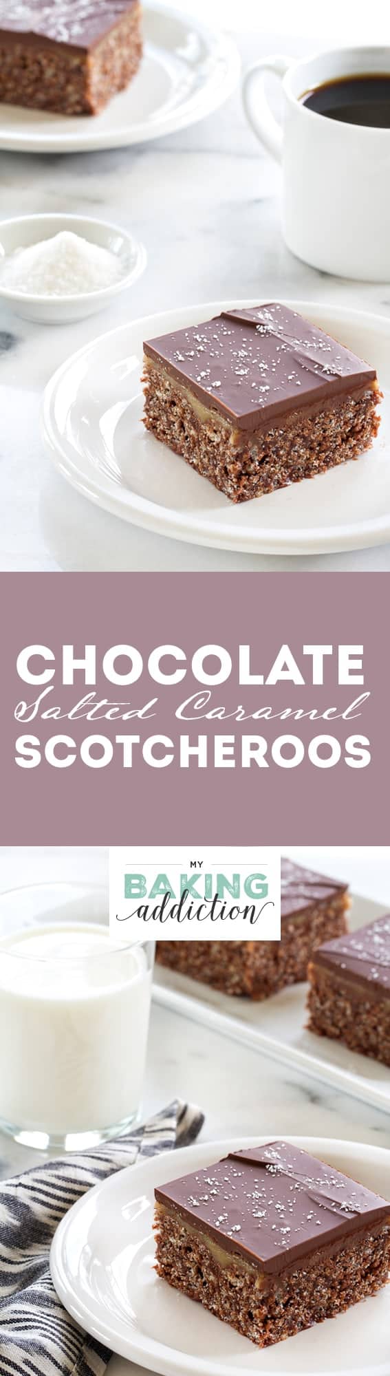 Chocolate Salted Caramel Scotcheroos. They're super delicious and come together in no time! 