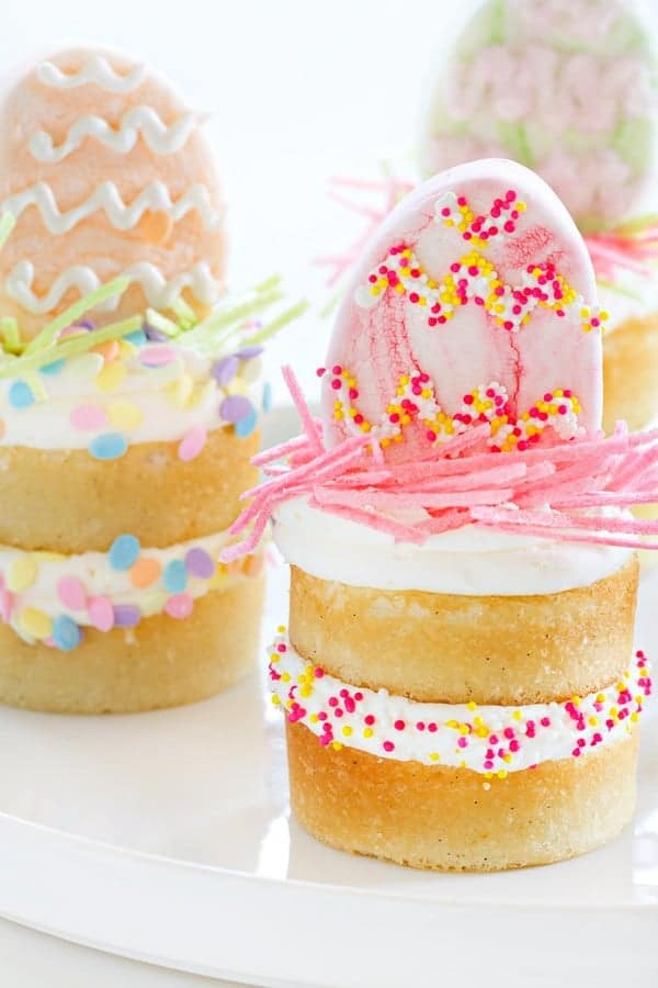 Mini Vanilla Bean Cakes couldn't be a more special dessert. You will love the sprinkles and egg marshmallow!