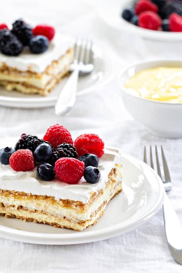 No Bake Layered Lemon Pie has lemon pudding and lemon curd. A delicious treat for the lemon lover in your life.