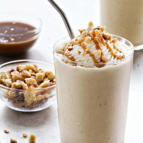 Salted Caramel Pretzel Milkshake is the decadence you deserve! Sweet, salty, and totally amazing!