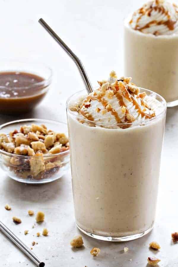 Salted Caramel Pretzel Milkshake is the decadence you deserve! Sweet, salty, and totally amazing!