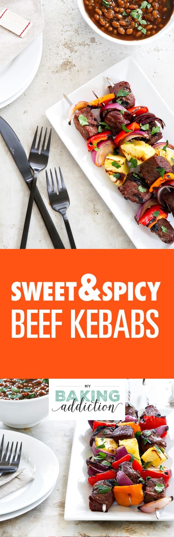 Sweet and Spicy Beef Kebabs are a delicious twist on traditional kebabs. Serve them up with baked beans and a crisp salad to create the perfect summer meal!