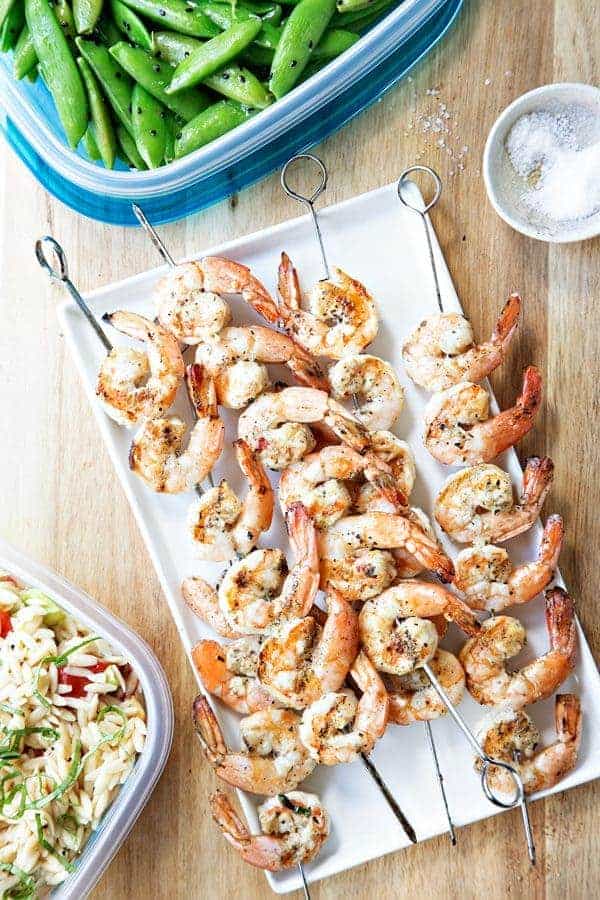 Grilled Garlic Basil Shrimp is fantastic for a party or a romantic evening in. Great for summer or any time of year!