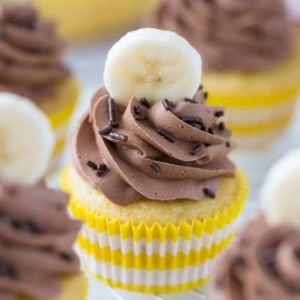 Banana Nutella Cupcakes combine two of your favorite flavors. You won't believe how amazing these are!