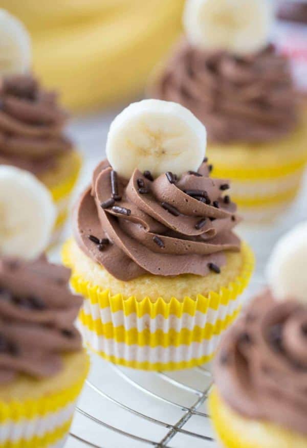 Banana Nutella Cupcakes combine two of your favorite flavors. You won't believe how amazing these are!