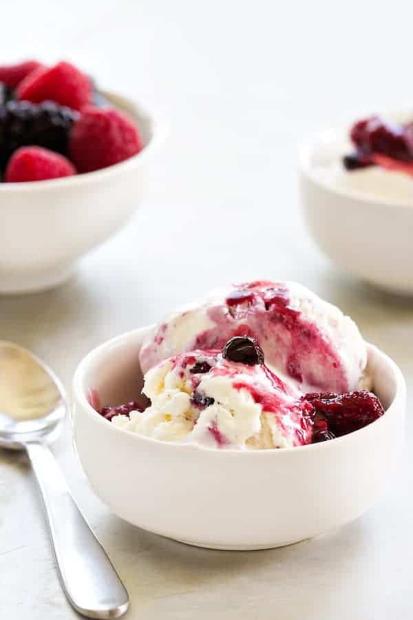 Roasted Berry No-Churn Ice Cream would be a perfect finish to a party. Your guests will ask for seconds!