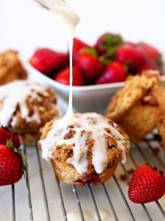 Strawberry Cinnamon Roll Muffins have everything you desire in a muffin. Full of fruity sweetness with a touch of cinnamon.
