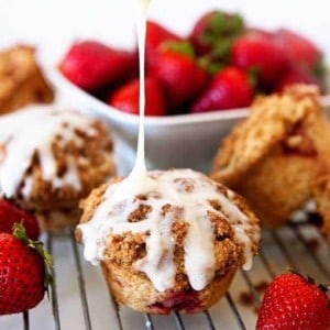 Strawberry Cinnamon Roll Muffins have everything you desire in a muffin. Full of fruity sweetness with a touch of cinnamon.