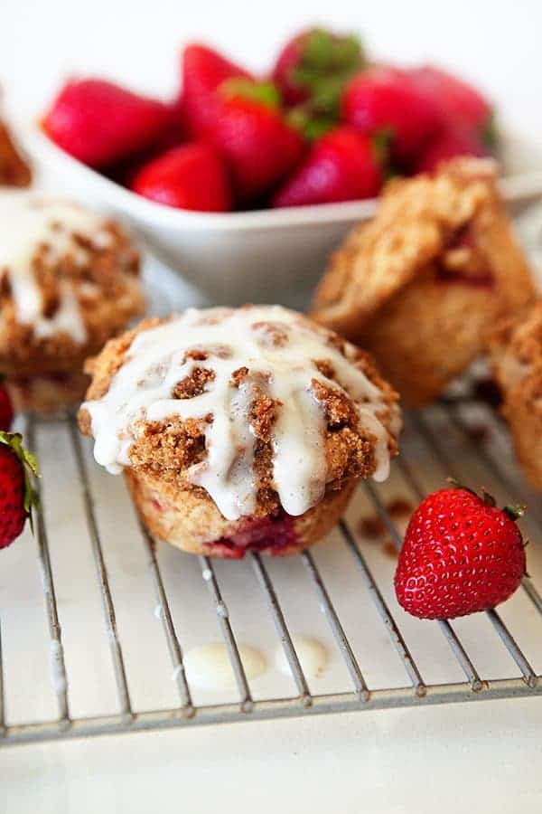 Strawberry Cinnamon Roll Muffins capture the essence of a cinnamon roll in a muffin. So simple!