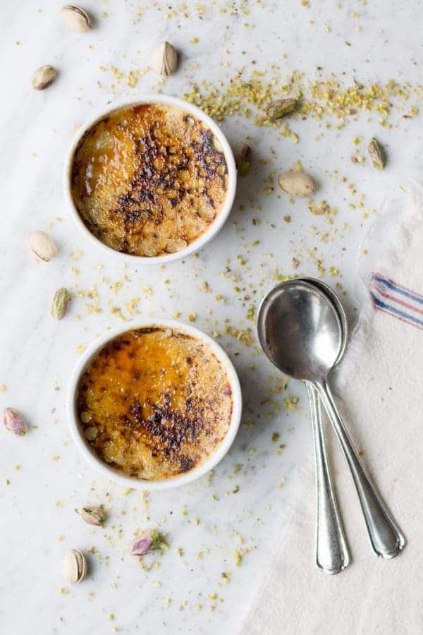 Pistachio Creme Brulee is the indulgence you deserve. Flavored with just a bit of rum!
