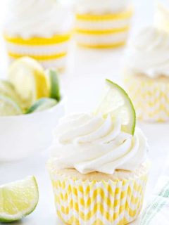 Lemon Lime Cupcakes have fresh zest throughout the cake. The lemon lime buttercream is absolutely gorgeous!