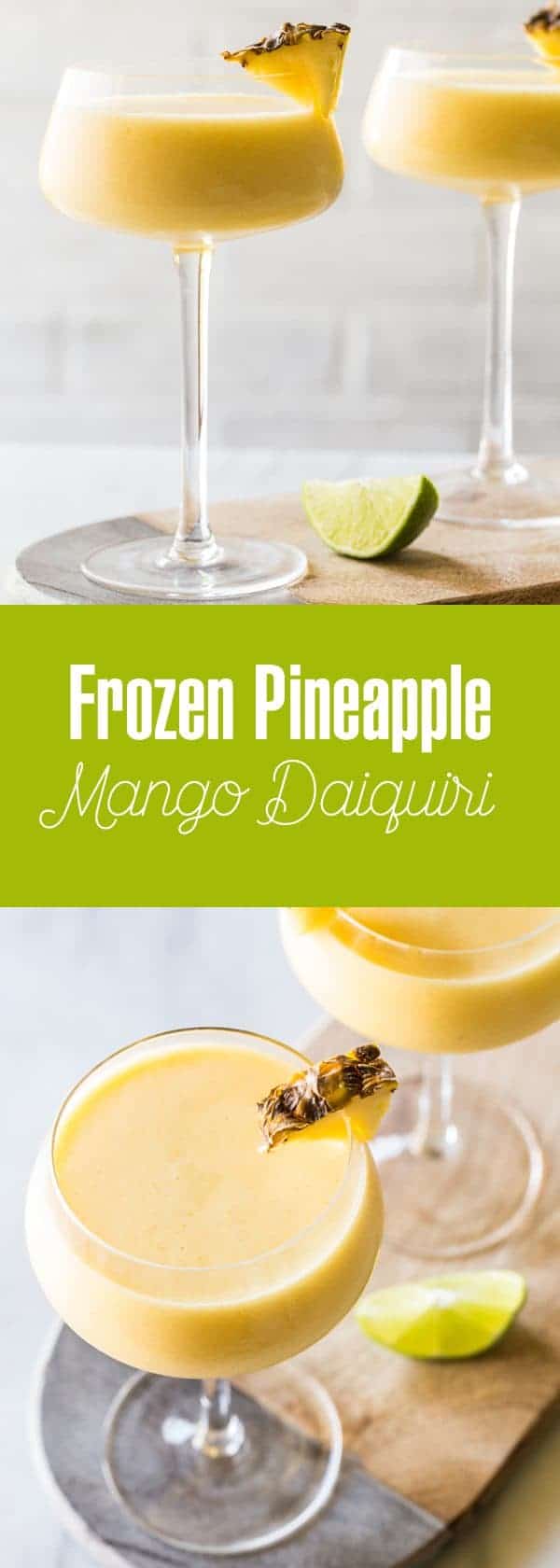 A Frozen Pineapple Mango Daiquiri is the ultimate hot weather cocktail: smooth, cold, fruity and not-too-sweet. Just perfect. 
