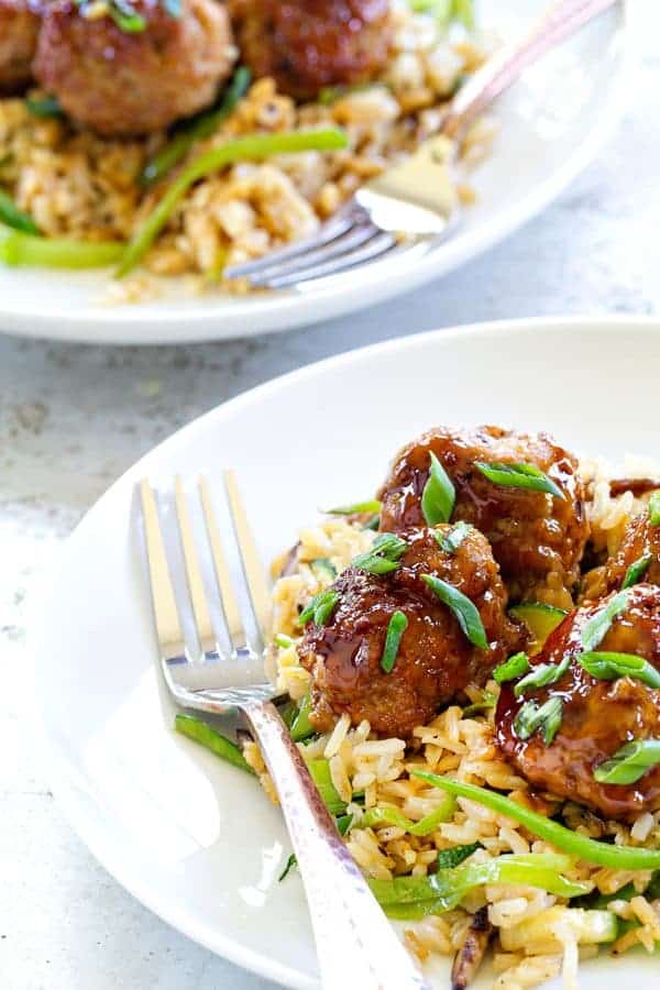 Soy-Ginger Meatballs with Zucchini and Snow Pea Fried Rice makes an excellent dinner for the whole family. Use the fresh zucchini of the season!