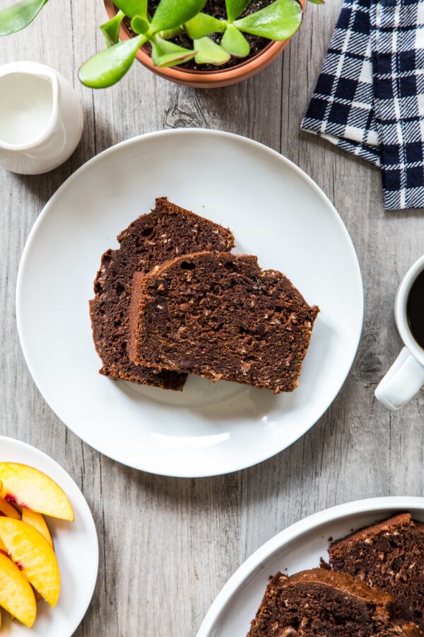 Chocolate Coconut Zucchini Bread is a great way to use the zucchini of the season. Vegetables and dessert are a magnificent combination!