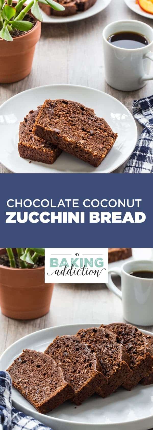 Chocolate Coconut Zucchini Bread has a perfect texture from the zucchini. The chocolate and coconut add an amazing richness. You'll make this one again and again!