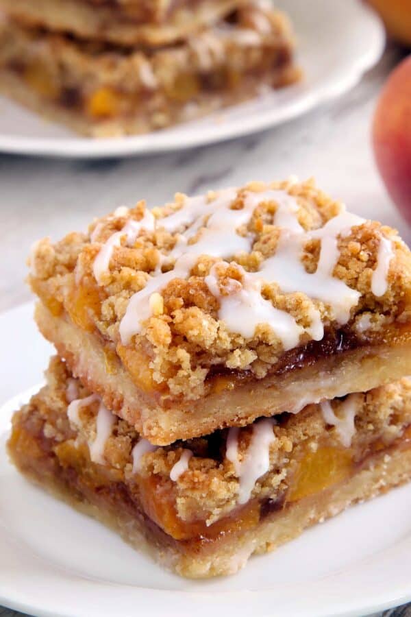 Peach Crumb Bars are sweetened with sugar and cinnamon. An extraordinary summer treat!