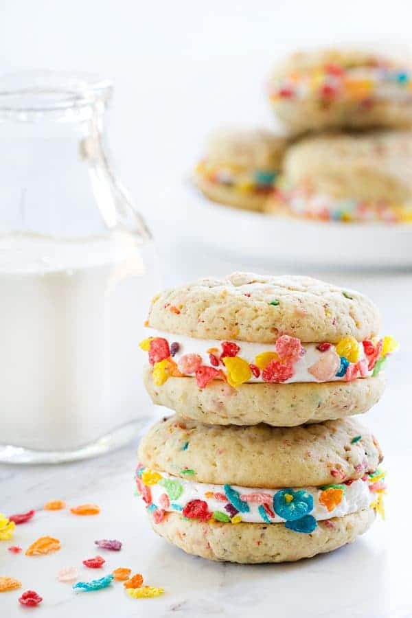 Fruity Pebbles Whoopie Pies are a playful spin on a classic dessert. So fun!