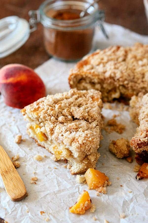 This Fresh Peach Coffee Cake is the perfect way to show off the season’s juiciest peaches. Pair it with your morning coffee or save it for dessert!