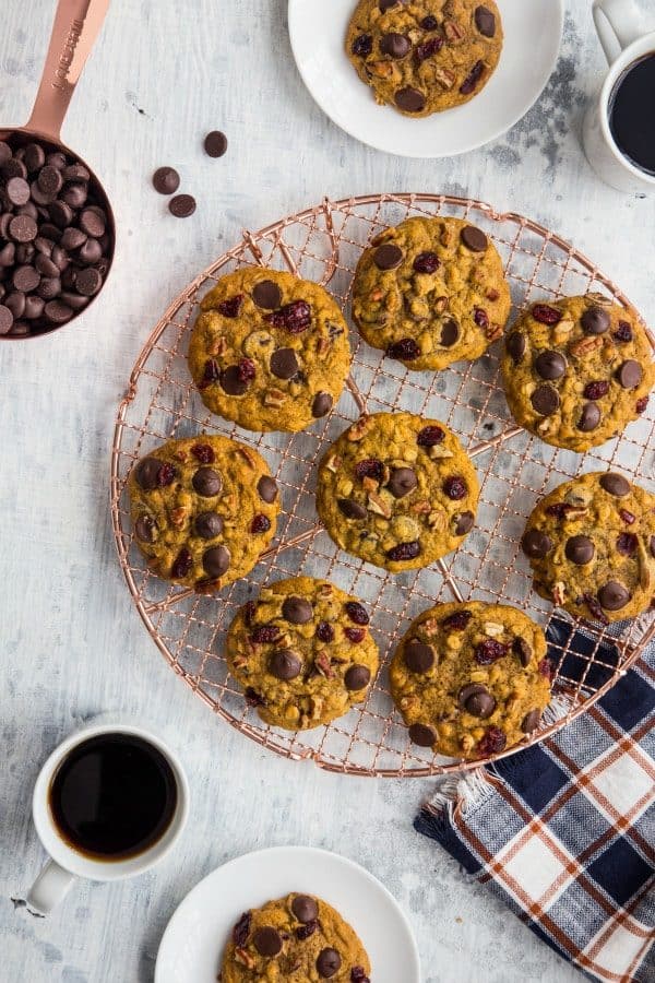 Pumpkin Dark Chocolate Cranberry Cookies have an amazing texture. Total heaven.