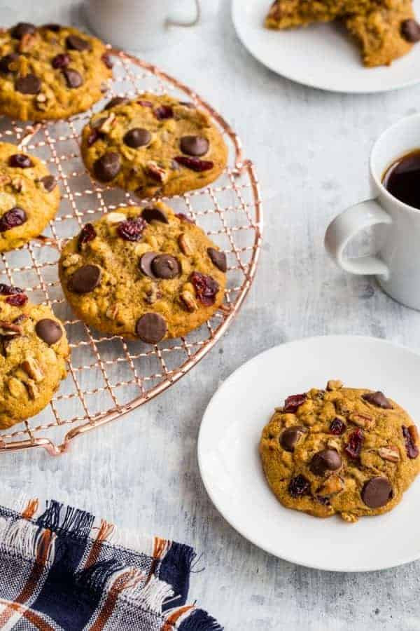 Pumpkin Dark Chocolate Cranberry Cookies will be your favorite cookie of the holiday season. Each bite is full of sweetness and spice!