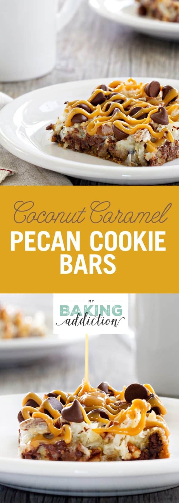 Coconut Caramel Pecan Cookie Bars are a quick and easy treat thanks to refrigerated cookie dough. Crunchy pecans, shredded coconut and gooey caramel make them incredible!