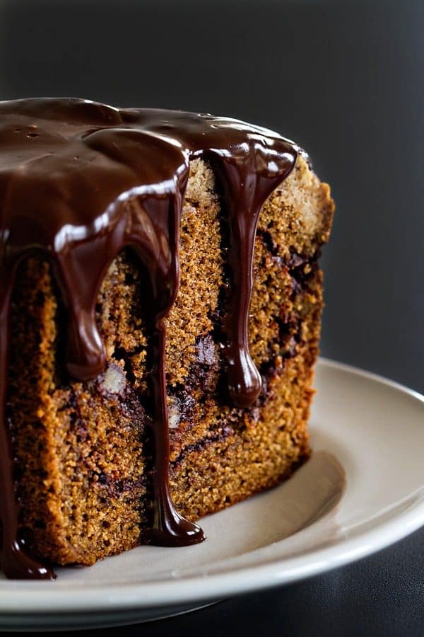 Mocha Coffee Cake has an espresso crumb topping with a Kalhua ganache. Each bite is heavenly!