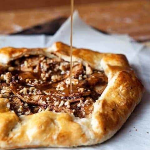 Cinnamon Apple Galette has a salted maple glaze drizzled right on top. So luxurious!