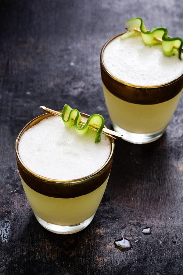 Cucumber Gin Fizz has a cool, bright flavor. A great cocktail to enjoy after a hectic day at work.