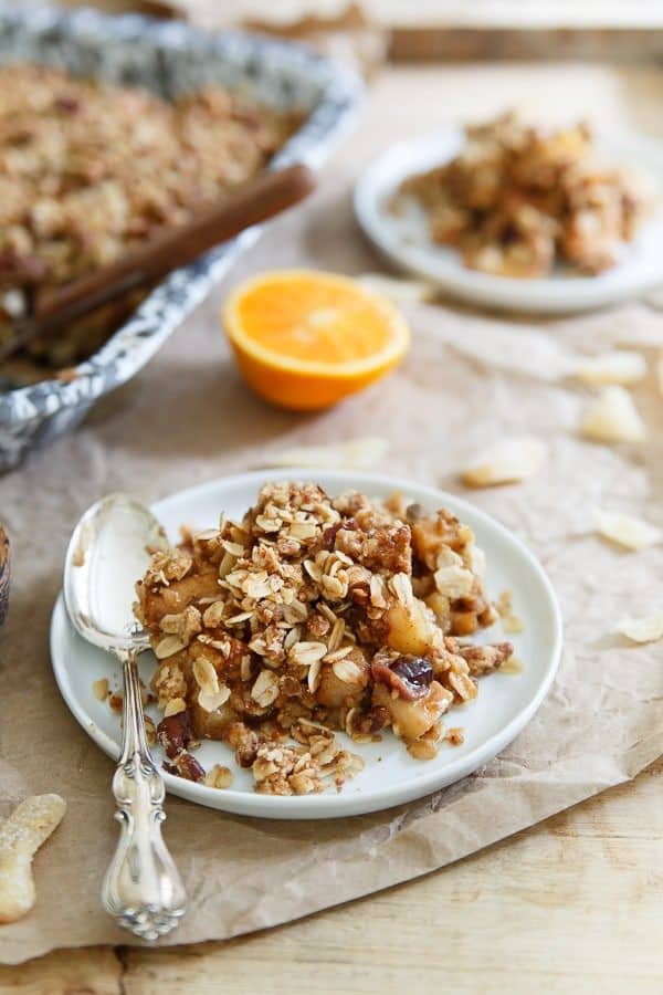 Orange Ginger Pear and Quince Crisp would complete any fall meal. A great Thanksgiving dessert alternative.