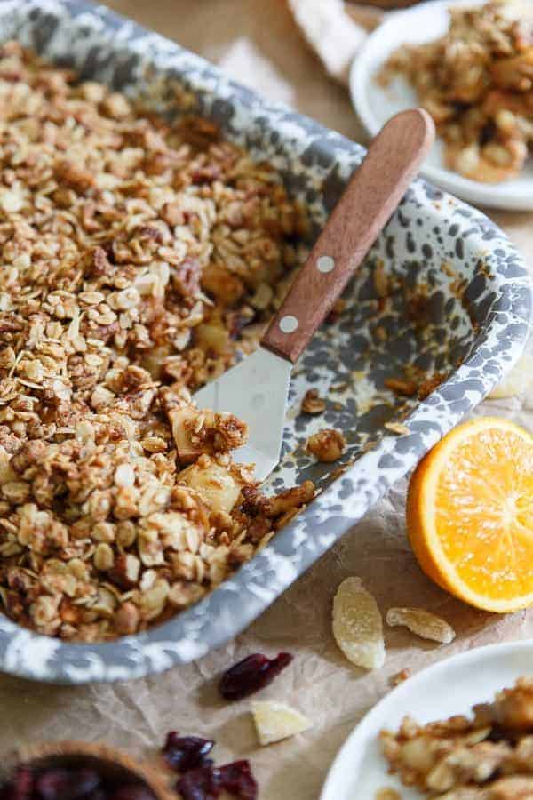 Orange Ginger Pear and Quince Crisp smells amazing while in the oven. You'll hardly be able to wait!