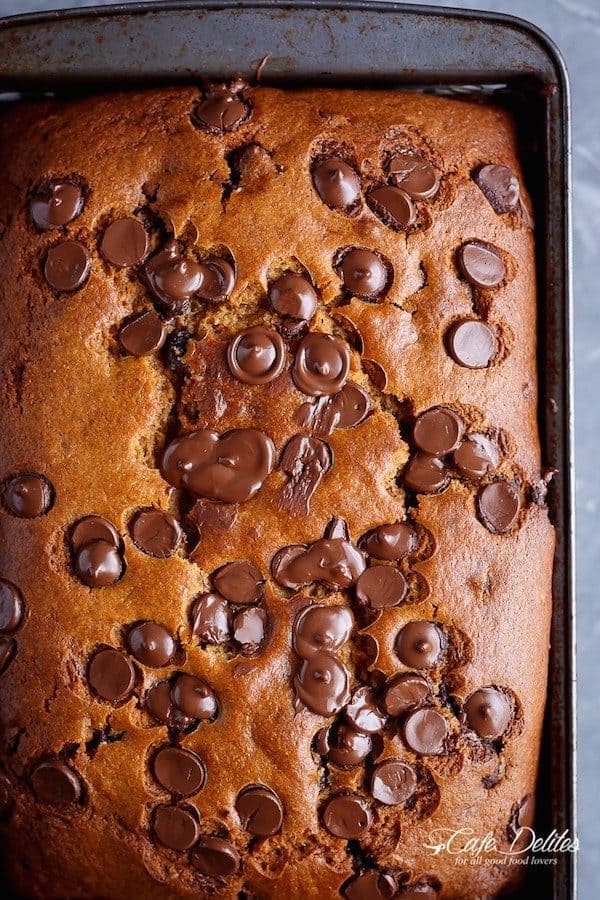 Nutella Chocolate Chip Pumpkin Bread is filled with fall flavors and delicious chocolate chips. The Nutella swirl makes it irresistible. 