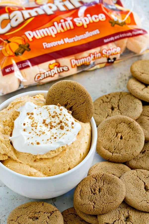 Pumpkin Spice Marshmallow Dip is sweet and perfect for snacking. For guests or just yourself!