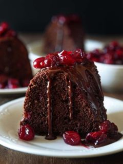 Dark Chocolate Cranberry Bundt Cake showcases the wonderful combination of dark chocolate and cranberries. A great Christmas Eve dessert.