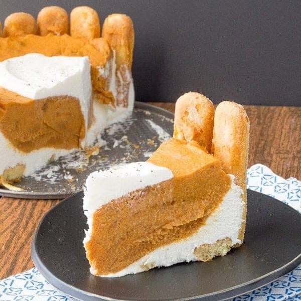 Pumpkin charlotte is a delicious, creamy, no-bake dessert that is perfect for holiday entertaining.