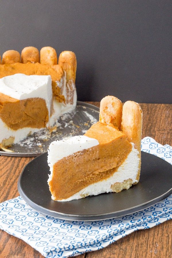 Pumpkin charlotte is a delicious, creamy, no-bake dessert that is perfect for holiday entertaining. 