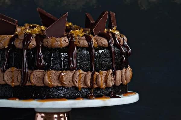 Double Chocolate Salted Caramel Cake is a great and rich dessert to enjoy with friends. They may even have two slices!