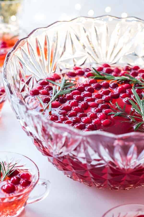 Sparkling Cranberry Rosemary Punch is fun, festive, and perfect for holiday entertaining!