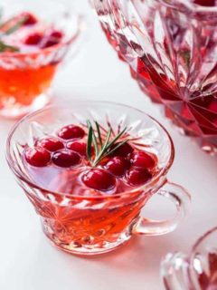 Sparkling Cranberry Rosemary Punch is fun, festive, and perfect for holiday parties! Serve it up with your favorite appetizers.