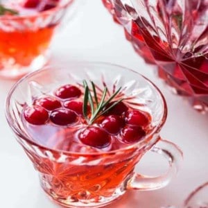 Sparkling Cranberry Rosemary Punch is fun, festive, and perfect for holiday parties! Serve it up with your favorite appetizers.