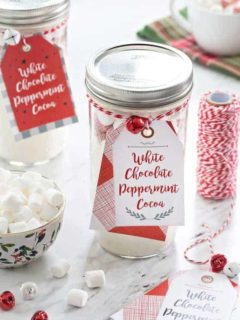 White Chocolate Peppermint Cocoa is for enjoying by the fire, or gifting to your favorite people. The perfect last minute gift!