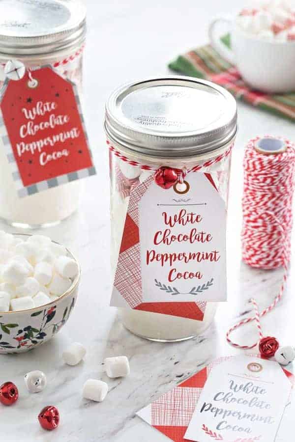 White Chocolate Peppermint Cocoa is for enjoying by the fire, or gifting to your favorite people. The perfect last minute gift!