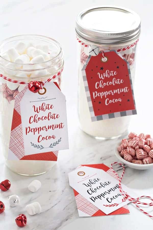 White Chocolate Peppermint Cocoa is for enjoying by the fire, or gifting to your favorite people. I've even got downloadable tags for last minute gifts!