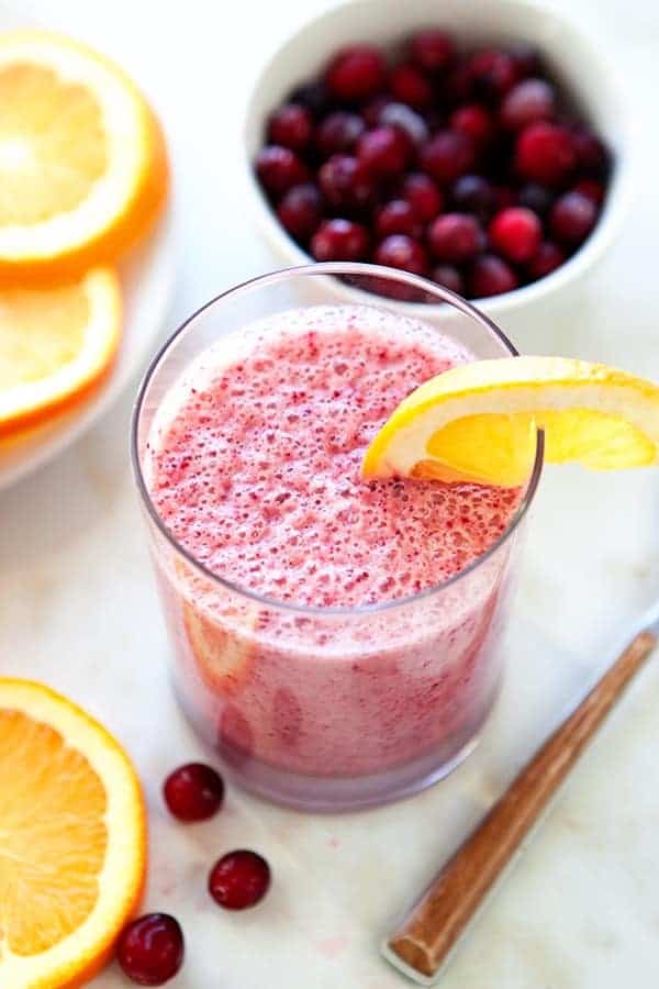 This Cranberry Orange Smoothie is a deliciously healthy way to enjoy your winter fruits. Bright, sweet citrus paired with tart, fresh cranberries is the perfect flavor combination! 