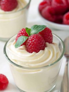 Easy white chocolate mousse made with cream cheese for an amazingly delicious treat that's perfect for Valentine's Day or a random Tuesday! Perfect for your sweetie!