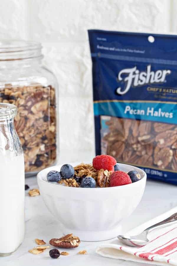 Coconut Pecan Granola is lightly sweetened and loaded with delicious flavor. So delicious!